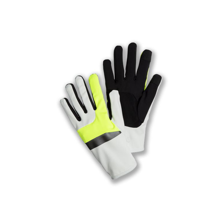 Brooks Fusion Midweight Men's Running Gloves - Icy Grey/Black/NIghtlife/GreenYellow (93426-HDOZ)